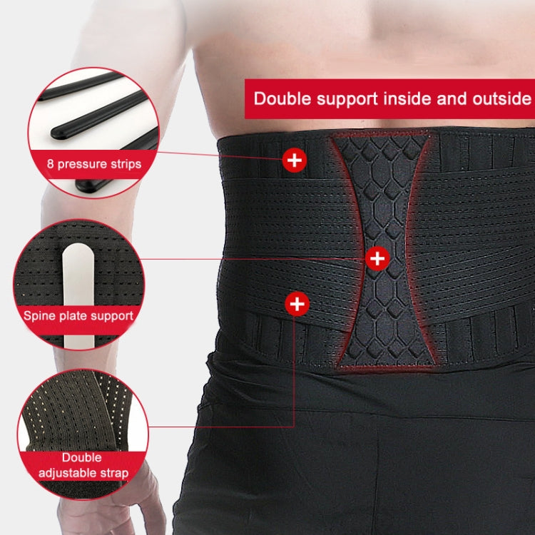 Webbing Breathable Waist Belt Squat Weightlifting Fitness Steel Plate Back Support Belt, Specification: S(Black)