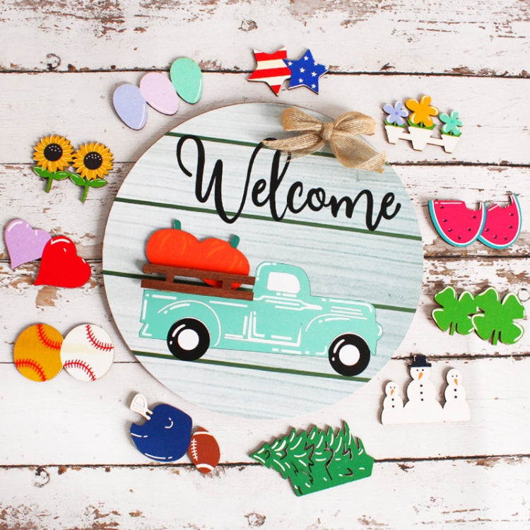 Wooden Door Hanging Festive Greeting Card Christmas Decorations