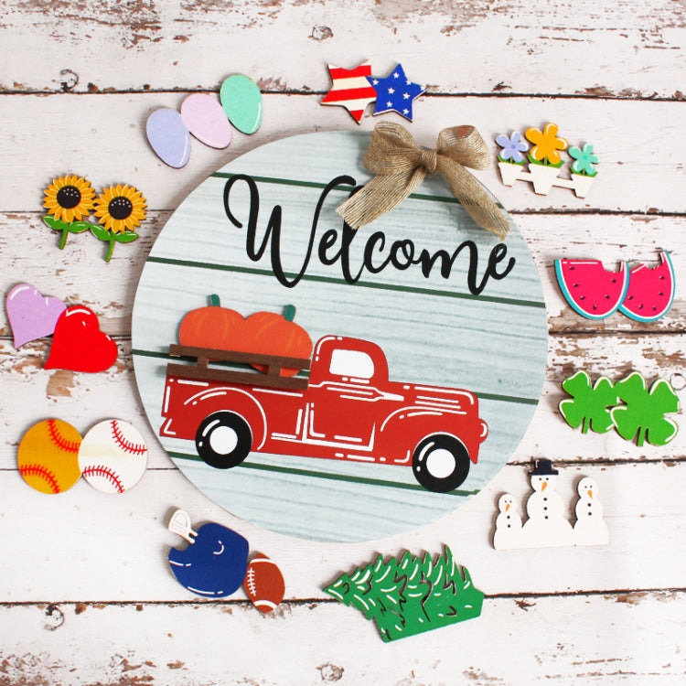 Wooden Door Hanging Festive Greeting Card Christmas Decorations