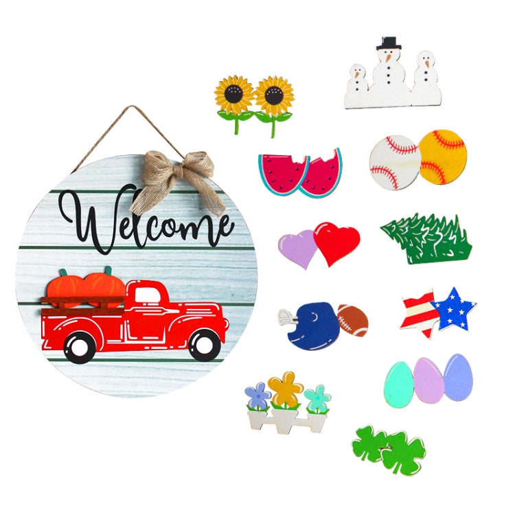 Wooden Door Hanging Festive Greeting Card Christmas Decorations