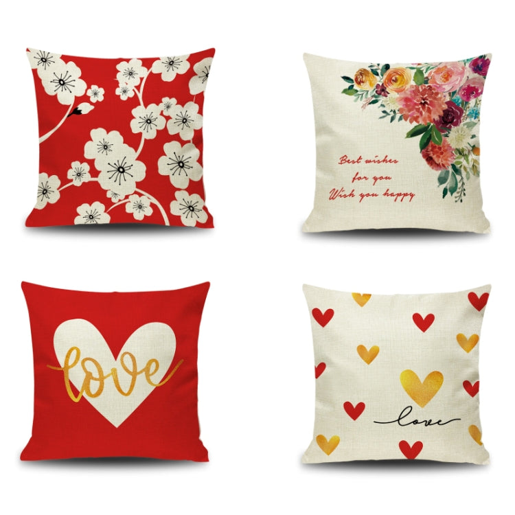 2 PCS Love Couple Valentine Day Gift Linen Pillowcase Car Sofa Cushion, Without Pillow Core, Size: 45x45cm