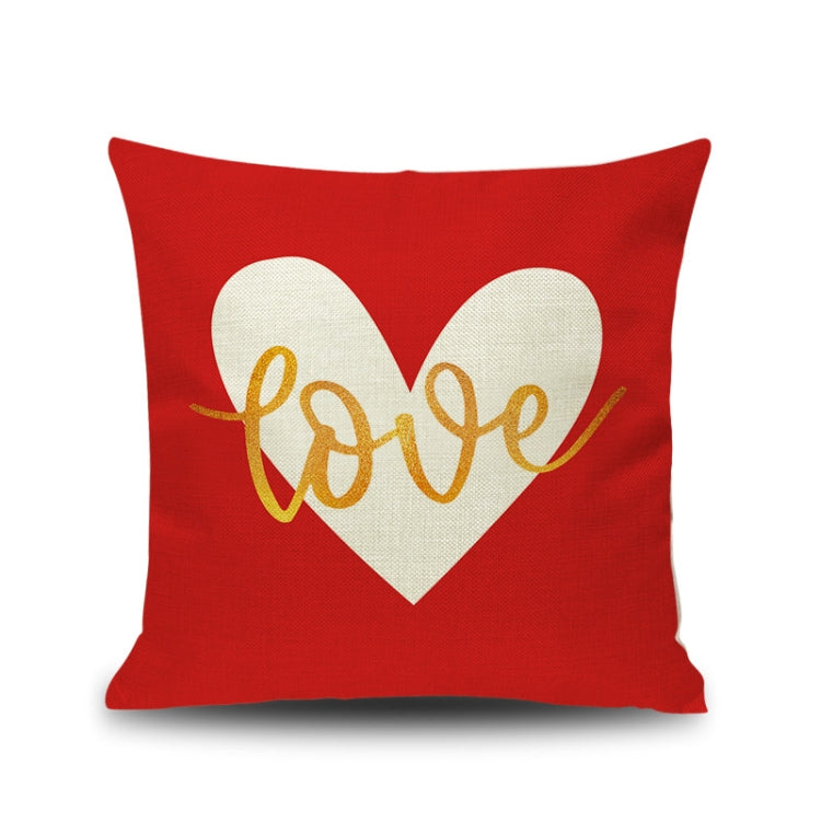 2 PCS Love Couple Valentine Day Gift Linen Pillowcase Car Sofa Cushion, Without Pillow Core, Size: 45x45cm