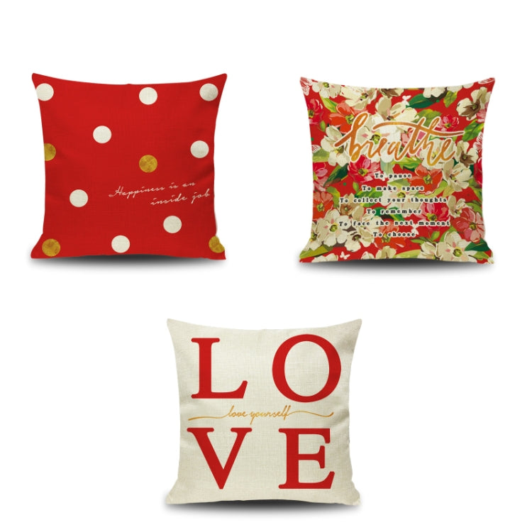 2 PCS Love Couple Valentine Day Gift Linen Pillowcase Car Sofa Cushion, Without Pillow Core, Size: 45x45cm
