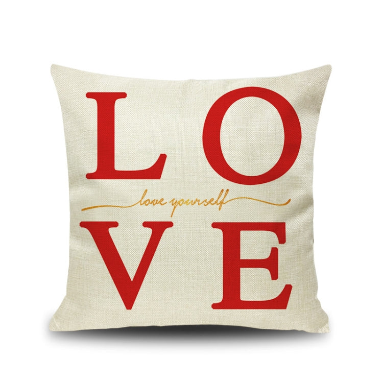 2 PCS Love Couple Valentine Day Gift Linen Pillowcase Car Sofa Cushion, Without Pillow Core, Size: 45x45cm
