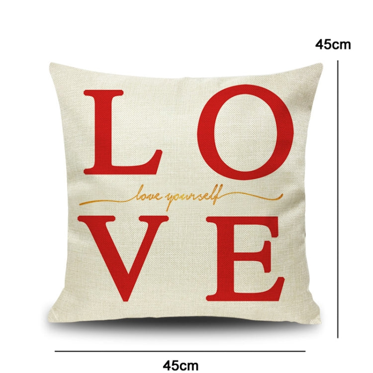 2 PCS Love Couple Valentine Day Gift Linen Pillowcase Car Sofa Cushion, Without Pillow Core, Size: 45x45cm