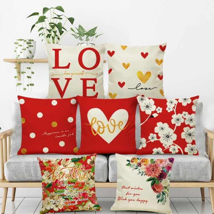 2 PCS Love Couple Valentine Day Gift Linen Pillowcase Car Sofa Cushion, Without Pillow Core, Size: 45x45cm
