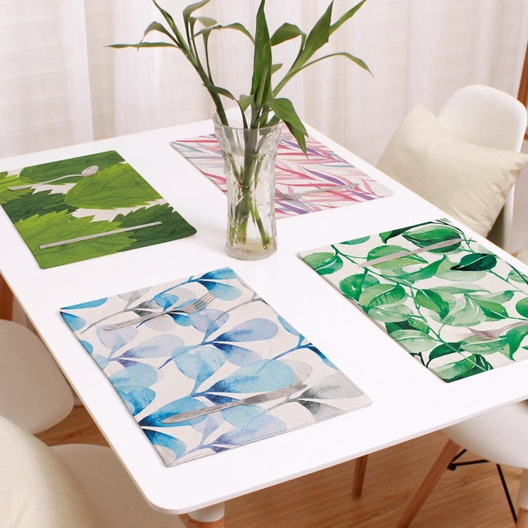 Cotton & Linen Plant Pattern Western Table Mat Coffee Table Insulation Coaster, Specification: Single Side