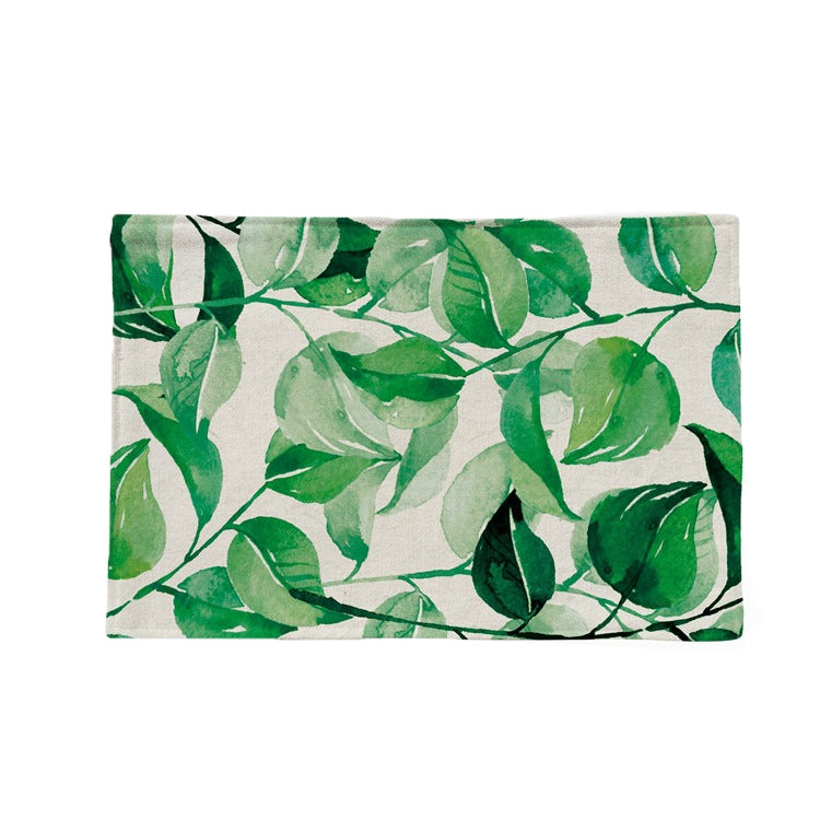 Cotton & Linen Plant Pattern Western Table Mat Coffee Table Insulation Coaster, Specification: Double Layer Thickening