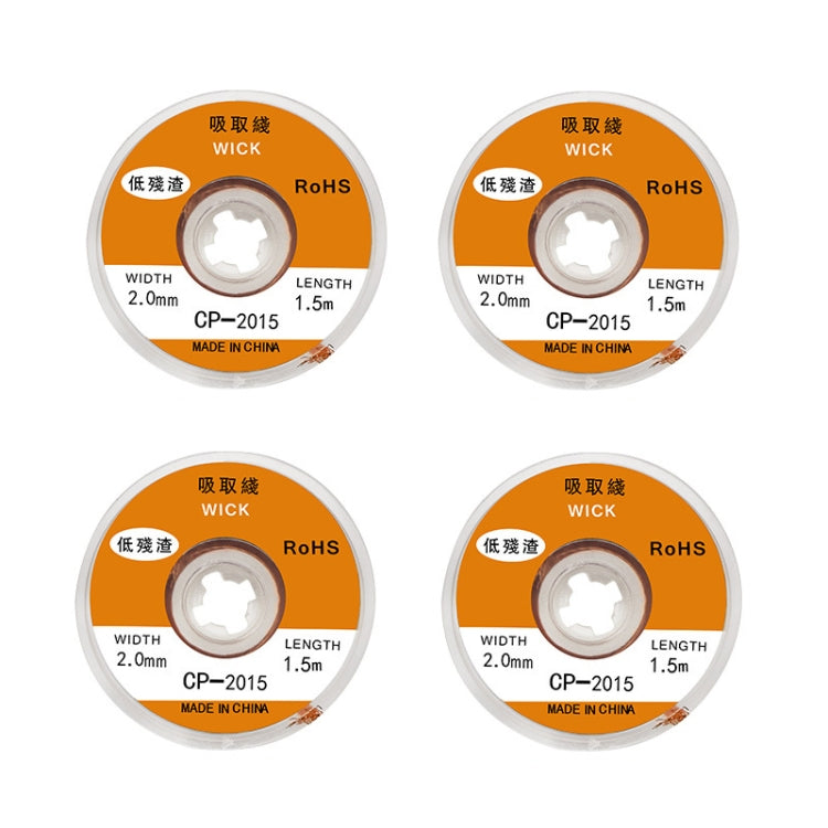 4 PCS Silk Wire Deficiency Tin With Low Residue Strip BGA To Remove Tin Welding Strip Electronic Maintenance Welding Material, Model: CP-2015 2.0mm x 1.5m