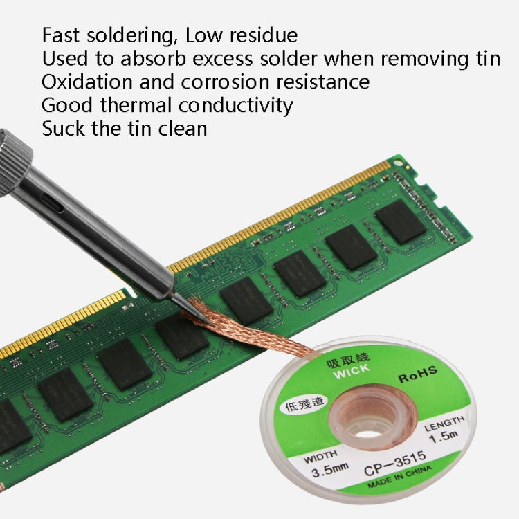 4 PCS Silk Wire Deficiency Tin With Low Residue Strip BGA To Remove Tin Welding Strip Electronic Maintenance Welding Material, Model: CP-2515 2.5mm x 1.5m
