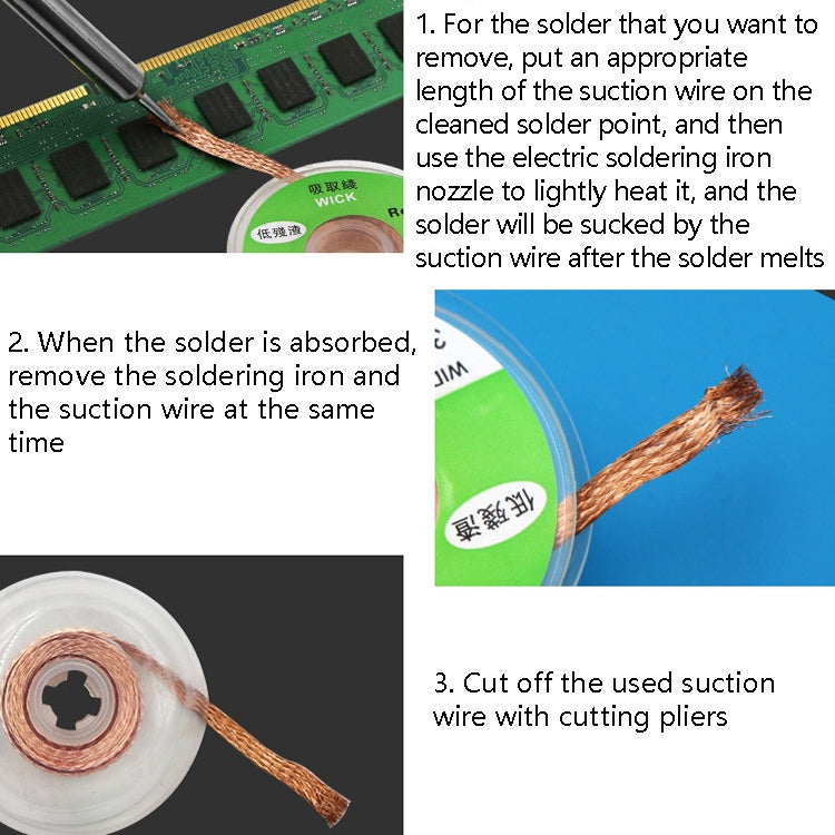 4 PCS Silk Wire Deficiency Tin With Low Residue Strip BGA To Remove Tin Welding Strip Electronic Maintenance Welding Material, Model: CP-3015 3.0mm x 1.5m