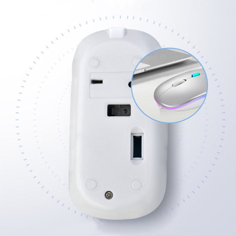 Y20 4 Keys Colorful Glow Charging Mute Mouse Notebook Game Wireless Mouse, Colour: 2.4G + Bluetooth (Black)