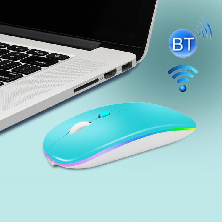 Y20 4 Keys Colorful Glow Charging Mute Mouse Notebook Game Wireless Mouse, Colour: 2.4G + Bluetooth (Blue)