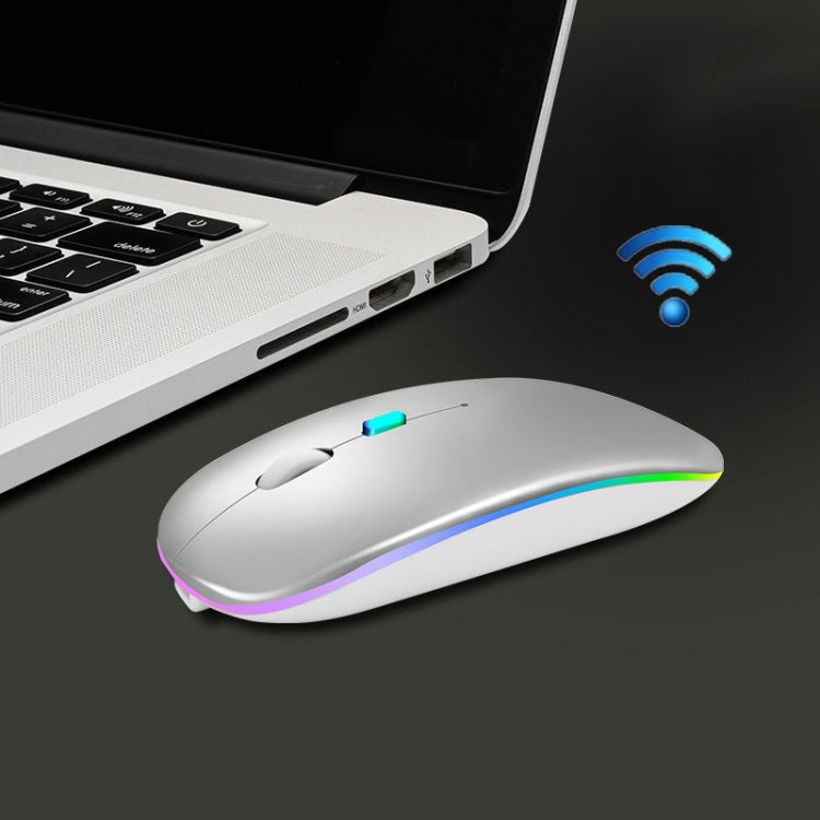 Y20 4 Keys Colorful Glow Charging Mute Mouse Notebook Game Wireless Mouse, Colour: 2.4G + Bluetooth (Silver)