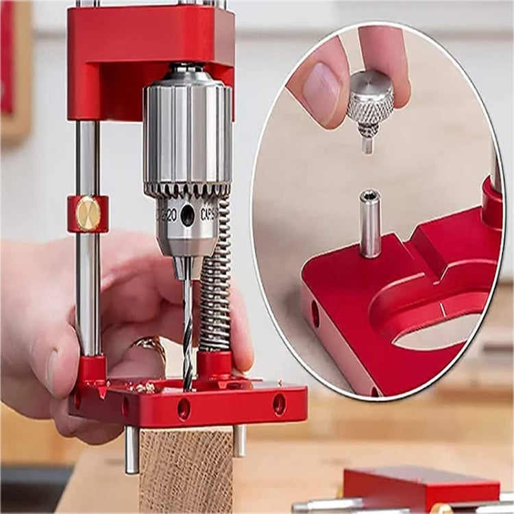 Accurate Positioning Belt Drilling Wood Drill Woodworking Locator Accessories Tool,Style: Metal  (Red)