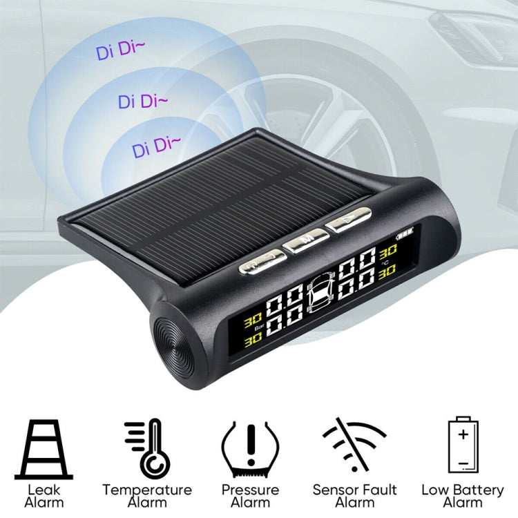 T1 Vehicle-mounted Solar Wireless Tire Pressure Monitoring System General-purpose Vehicle Tire Pressure Thermometer(Black)