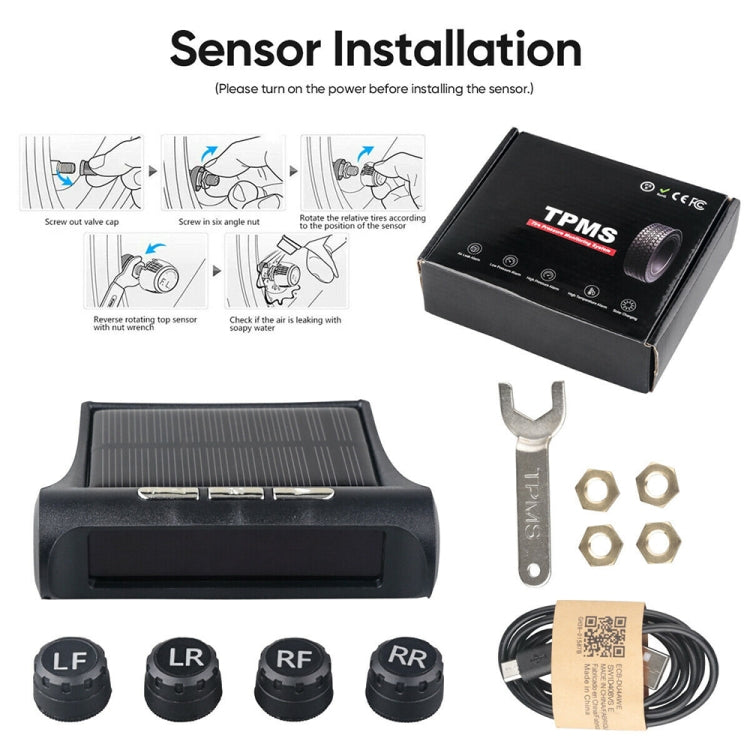 T1 Vehicle-mounted Solar Wireless Tire Pressure Monitoring System General-purpose Vehicle Tire Pressure Thermometer(Black)