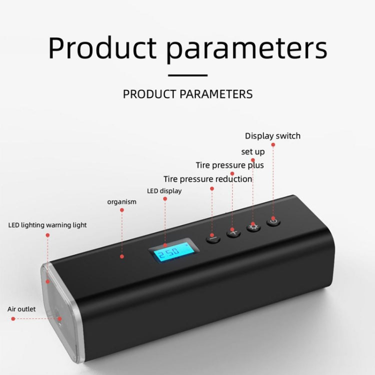 H68 Handheld Mini Wireless Smart Car Inflator Pump Portable Multifunctional Tire Air Pump(Black)