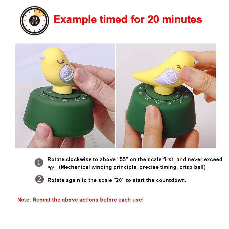 Tweet Bird Countdown Timer Student Learning Time Manager Kitchen Timer Mechanical Reminder