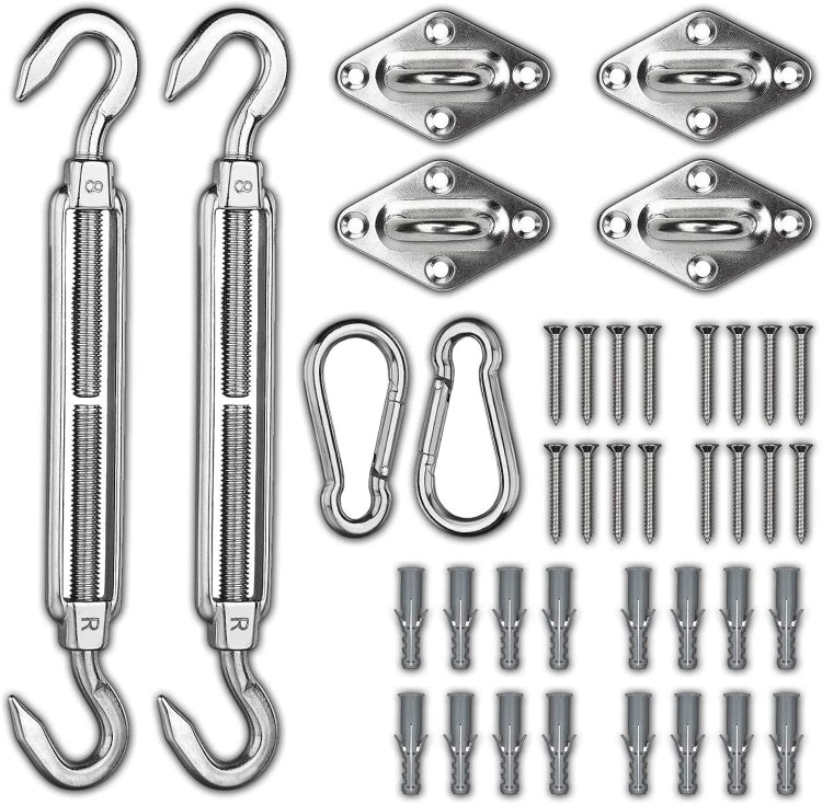 24 in 1 304 Stainless Steel Fixed Shade Sail Accessories Diamond Buckle Flower Basket Spring Buckle, Spec: M8 Set