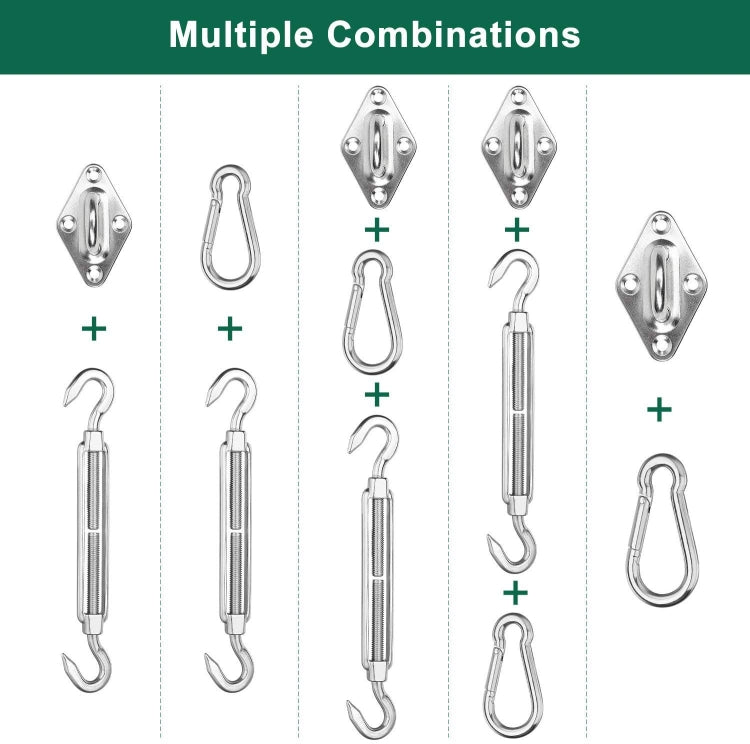 24 in 1 304 Stainless Steel Fixed Shade Sail Accessories Diamond Buckle Flower Basket Spring Buckle, Spec: M8 Set (Yellow)