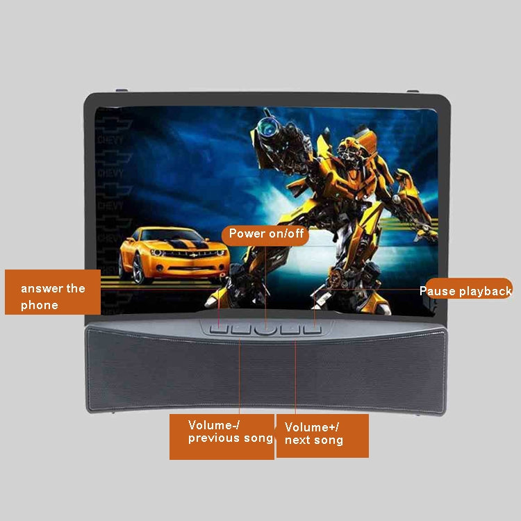 L10 10 inch Curved Screen Mobile Phone Screen Magnifier Built-In Bluetooth Speaker(Black)