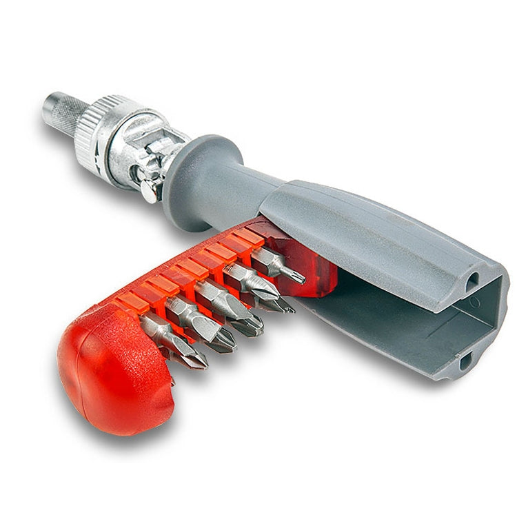 LT001 180 Degree 6.35mm Alloy Elbow Ratchet Screwdriver Set With 10 Screwdriver Bits