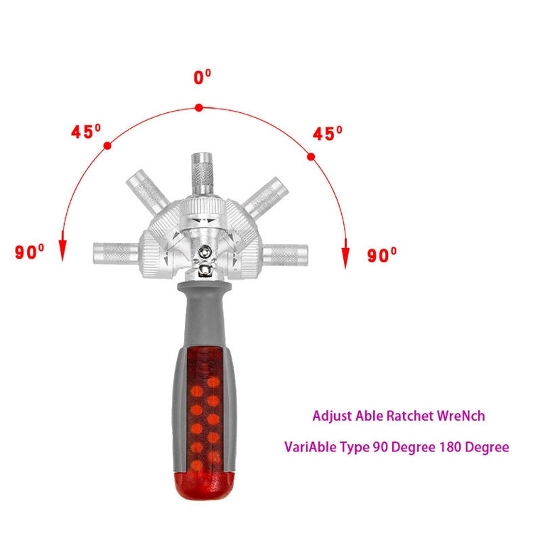 LT001 180 Degree 6.35mm Alloy Elbow Ratchet Screwdriver Set With 10 Screwdriver Bits