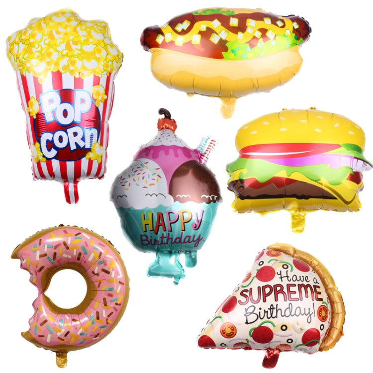 5 PCS Pizza Hot Dog Popcorn Donut Burger Aluminum Film Balloon Birthday Party Decoration Balloon