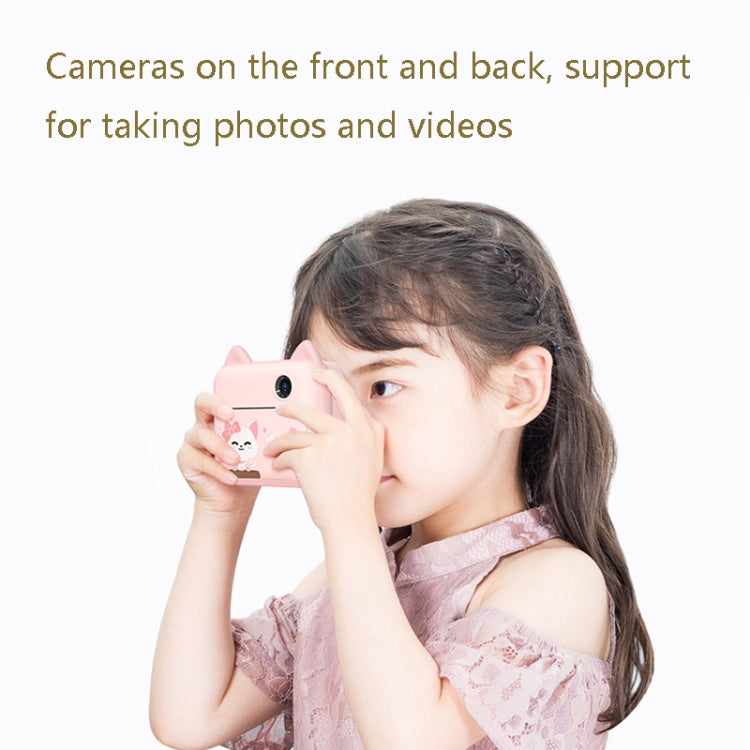 P1 Children Camera Printer Digital Toys Pocket Student Homework Mistakes Collections Printer, Style: Pink Cat