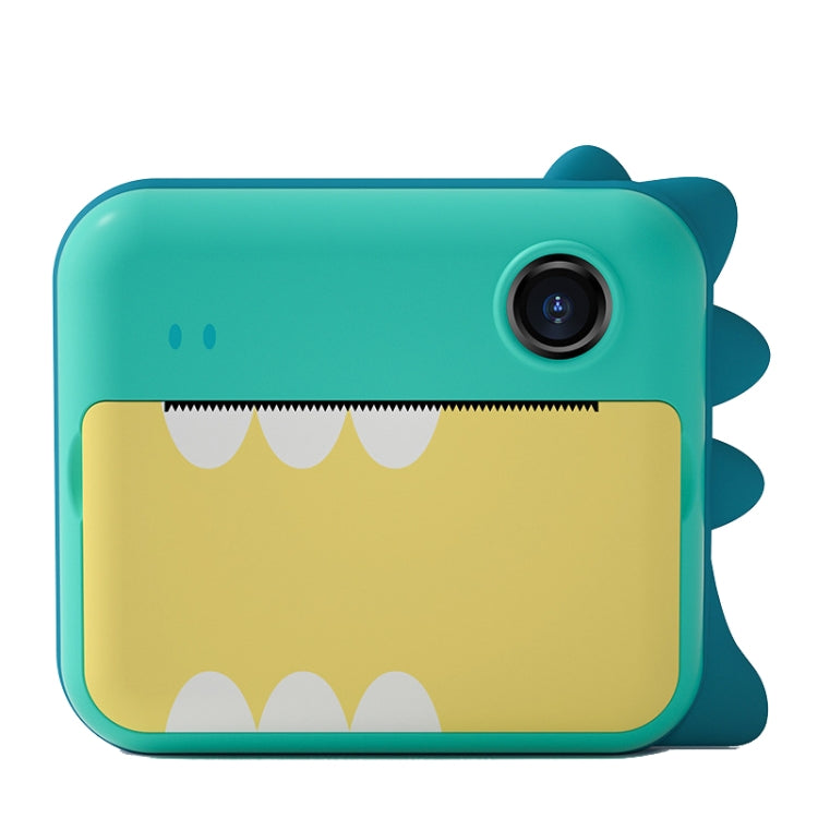 P1 Children Camera Printer Digital Toys Pocket Student Homework Mistakes Collections Printer, Style: Green Dinosaur + 32G