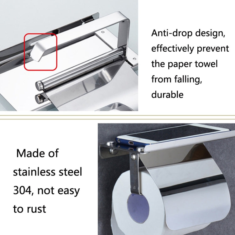 4103 Stainless Steel Roll Paper Holder Mobile Phone Paper Towel Rack Hotel Bathroom Rack, Color: Gold