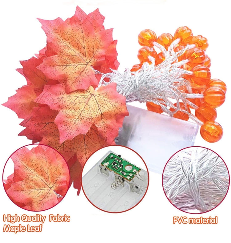 3m 20 LEDs Maple Pumpkin Lantern String Lights Halloween Thanksgiving Garden Party Room Decoration Lights(Warm Light)
