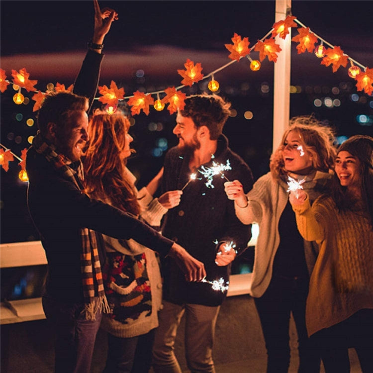 3m 20 LEDs Maple Pumpkin Lantern String Lights Halloween Thanksgiving Garden Party Room Decoration Lights(Warm Light)