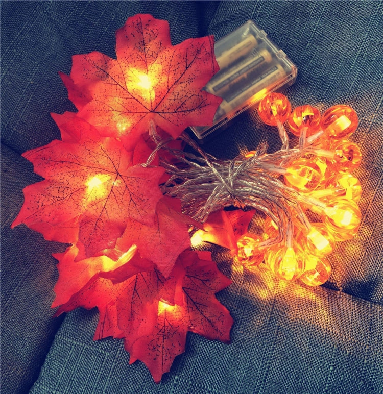 6m 40 LEDs Maple Pumpkin Lantern String Lights Halloween Thanksgiving Garden Party Room Decoration Lights(Warm Light)
