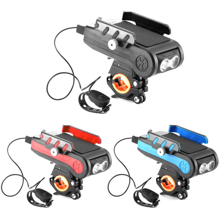 BG-2021 Bicycle Front Light 4 In 1 Mobile Phone Holder Horn Light Mountain Bike Front Light, Colour: 2400 MAH Blue