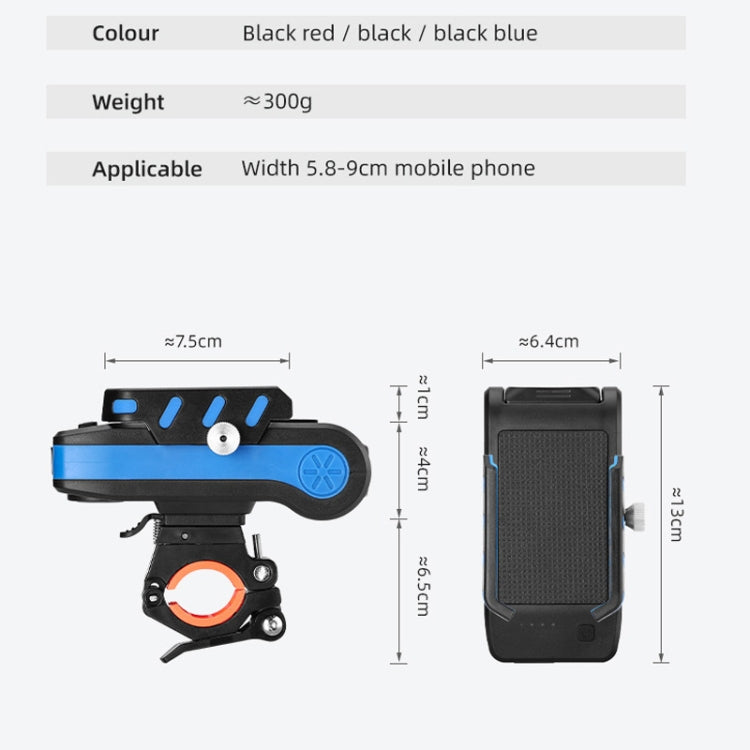 BG-2021 Bicycle Front Light 4 In 1 Mobile Phone Holder Horn Light Mountain Bike Front Light, Colour: 4000 MAH Red