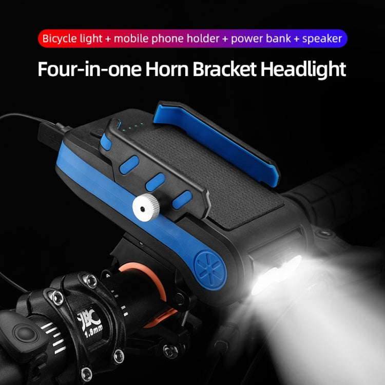 BG-2021 Bicycle Front Light 4 In 1 Mobile Phone Holder Horn Light Mountain Bike Front Light, Colour: 4000 MAH Red