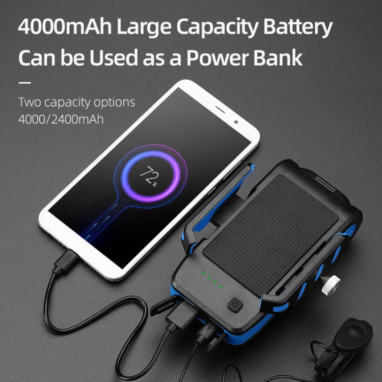 BG-2021 Bicycle Front Light 4 In 1 Mobile Phone Holder Horn Light Mountain Bike Front Light, Colour: 4000 MAH Blue