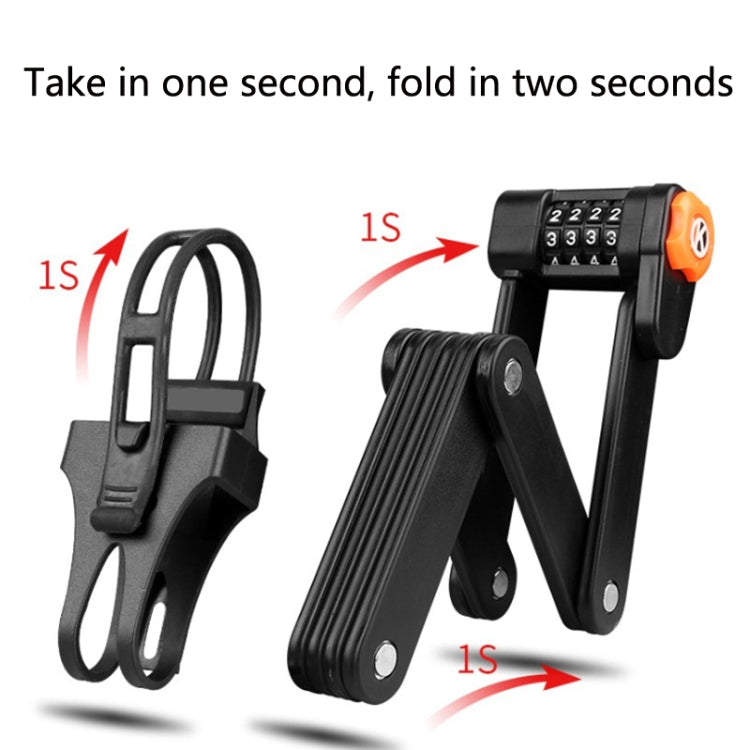 BG-0510 Bicycle Anti-Theft Folding Lock Bicycle Mountain Bike Four-Digit Password Portable Joint Lock(Black)