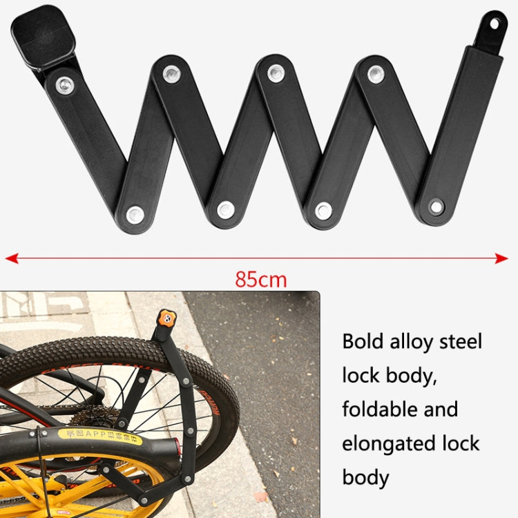 BG-0510 Bicycle Anti-Theft Folding Lock Bicycle Mountain Bike Four-Digit Password Portable Joint Lock(Black)