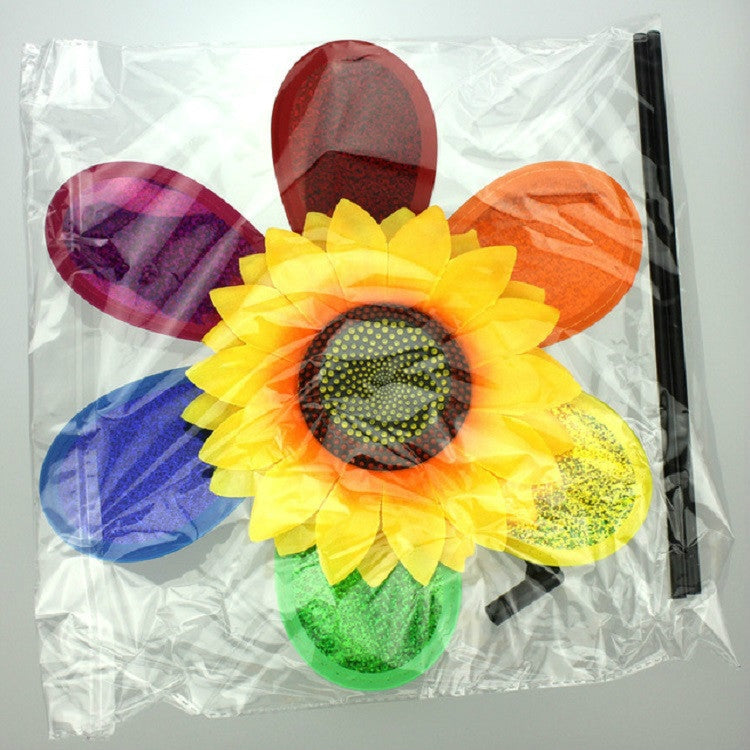 3 PCS Colorful Sequins Sunflower Rotating Windmill Garden Decoration