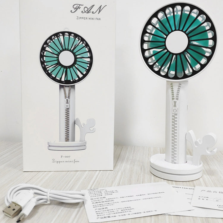 Zipper Fan USB Mini Handheld Fan Portable with Stand Base