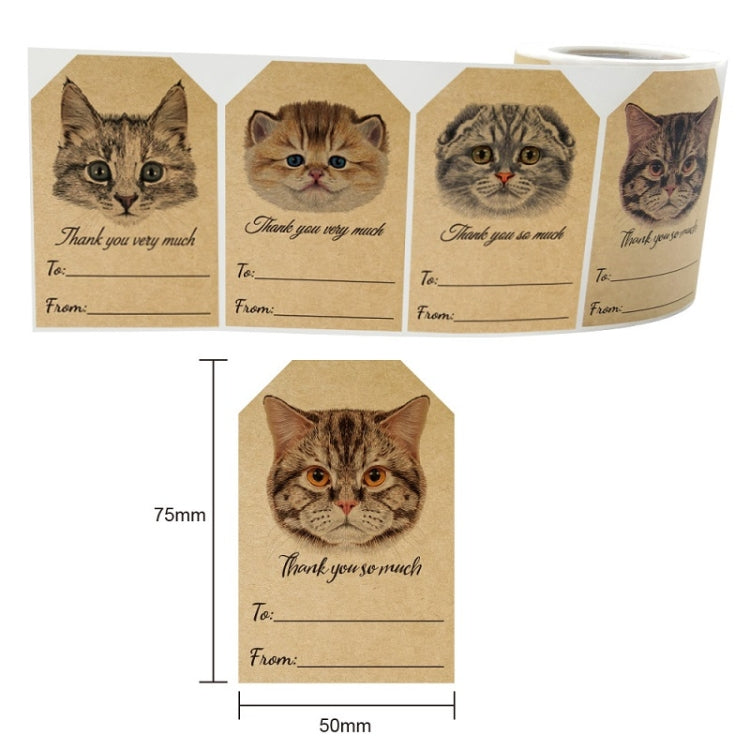 3 PCS Rolled Kraft Paper Thank You Sticker Gift Bag Packaging Cute Sticker, Size: 50x75mm(K-75)