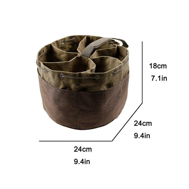 Canvas Cylinder Tool Bag Garden Hardware Tool Bag Portable Drawstring Tool Storage Bag, Specification: 24 x 24 x 18cm(Khaki)