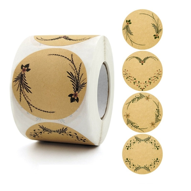 3 PCS Rolled Floral Thank You Handwritten Kraft Paper Sticker Gift Wedding Baking Decoration Label, Size: 2 Inch / 50mm
