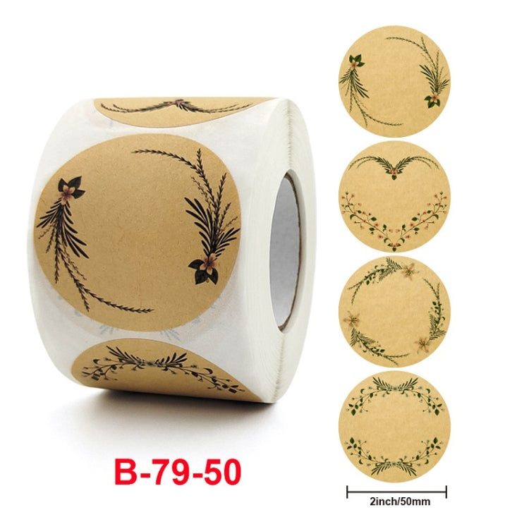 3 PCS Rolled Floral Thank You Handwritten Kraft Paper Sticker Gift Wedding Baking Decoration Label, Size: 2 Inch / 50mm