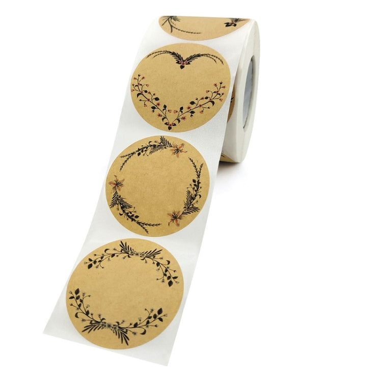 3 PCS Rolled Floral Thank You Handwritten Kraft Paper Sticker Gift Wedding Baking Decoration Label, Size: 2 Inch / 50mm