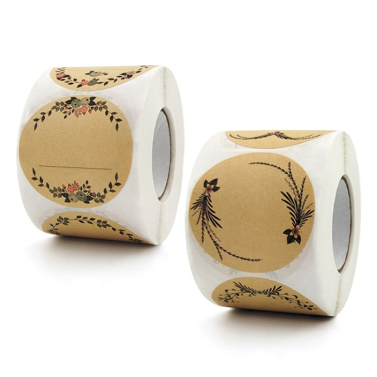 3 PCS Rolled Floral Thank You Handwritten Kraft Paper Sticker Gift Wedding Baking Decoration Label, Size: 2 Inch / 50mm