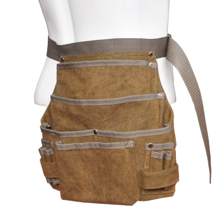 MTP-479 Adjustable Canvas Tool Storage Waist Bag Multi-Pocket Wear-Resistant Tool Stoarge Apron(Mud Color)